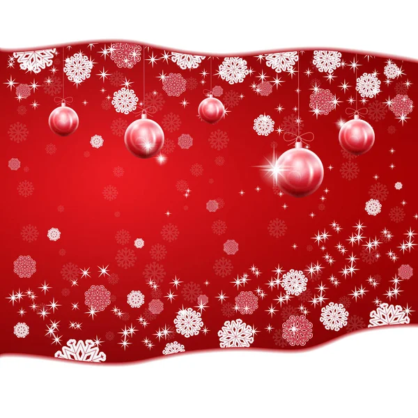Weihnachten roter Hintergrund mit Sternen und Schneeflocken. — Stockvektor