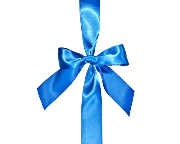 Blue celebratory bow with a blue tape — Stock Photo, Image