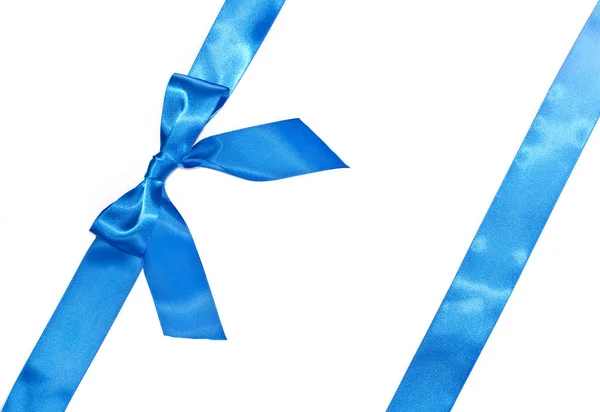 Blue celebratory bow with a blue tape — Stock Photo, Image