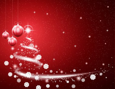 Christmas kırmızı arka plan ile blizzard ve yıldız