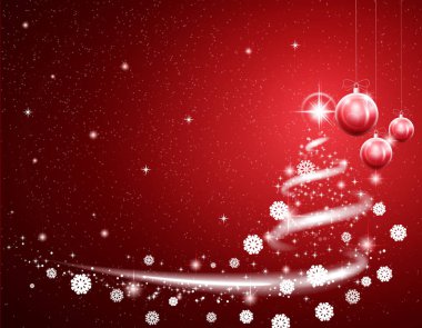 Christmas kırmızı arka plan ile blizzard ve yıldız