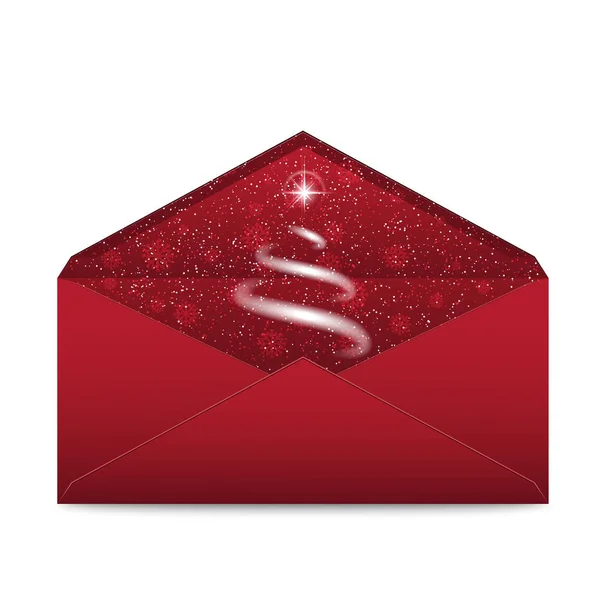Рождественский красный конверт со звездой и метелью — стоковое фото