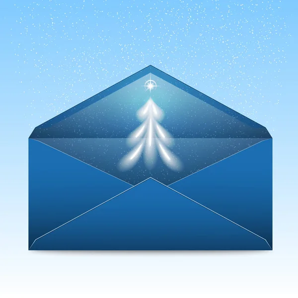 Nytt år blå kuvert med stjärnor och blizzard — Stockfoto