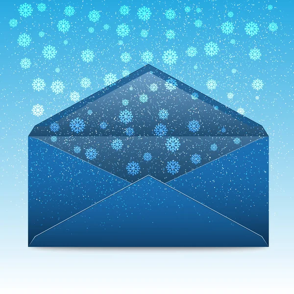 New Year blue envelope with snowflakes and blizzard — Stock Photo, Image