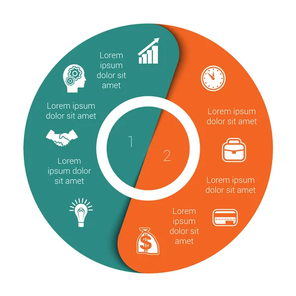 Cirkeldiagram diagram twee posities — Stockvector