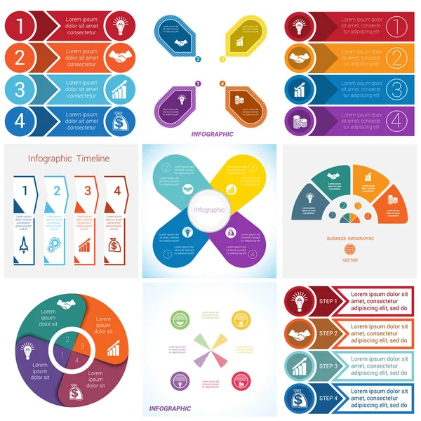 Collecties Infographics elementen. Sjabloon 4 posities. — Stockvector