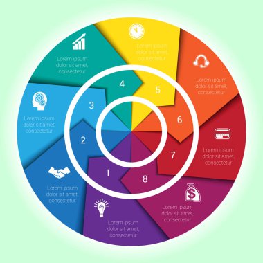 Infographic sekiz pozisyon için şablon çevrimsel diagramme