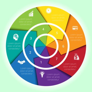 Infographic yedi pozisyon için şablon çevrimsel diagramme