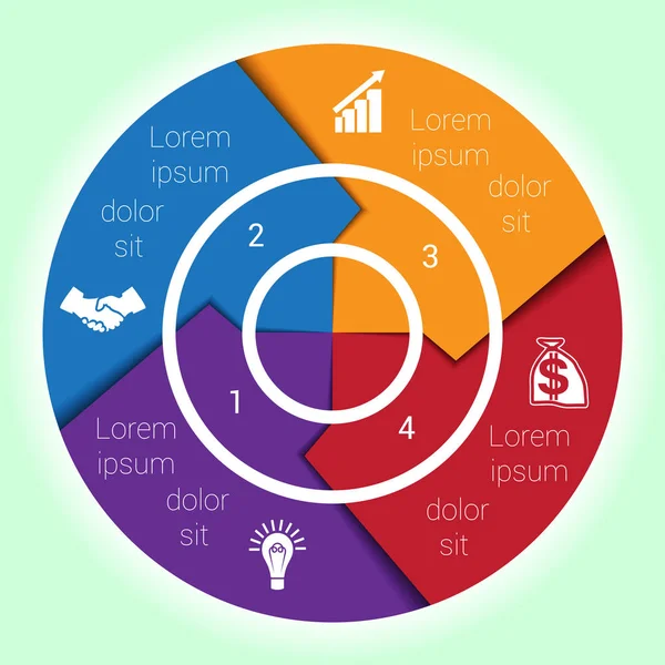 Modèle de diagramme cyclique pour Infographie à quatre positions — Image vectorielle