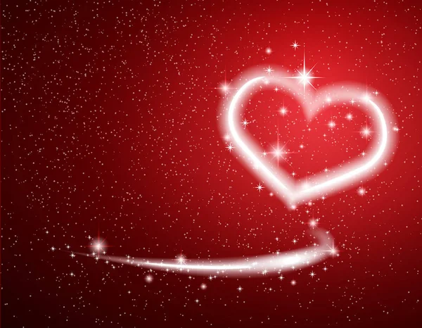 White Heart, Star, Snow on Red Background Valentine — Stock Photo, Image