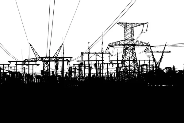 Strommasten isoliert auf weißem Hintergrund — Stockvektor