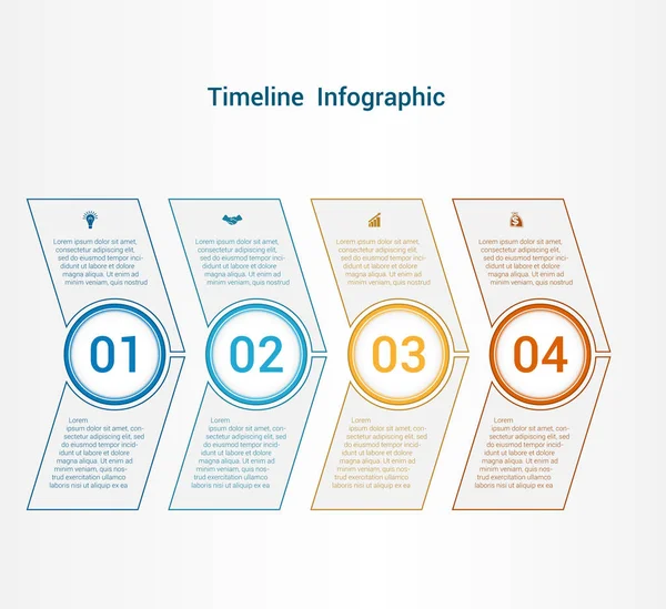 Linha do tempo ou gráfico de área Infográficos de modelo 4 posição . — Vetor de Stock