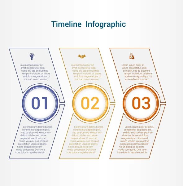Tijdlijn of gebied grafiek sjabloon infographics 3 positie. — Stockvector