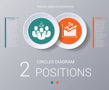 Öğeleri şablon infographics 2 pozisyonlar daire diyagram