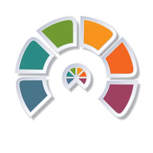 Infografía Plantilla Diagrama Semicírculo Con Elementos Multicolores Alrededor Del Centro —  Fotos de Stock