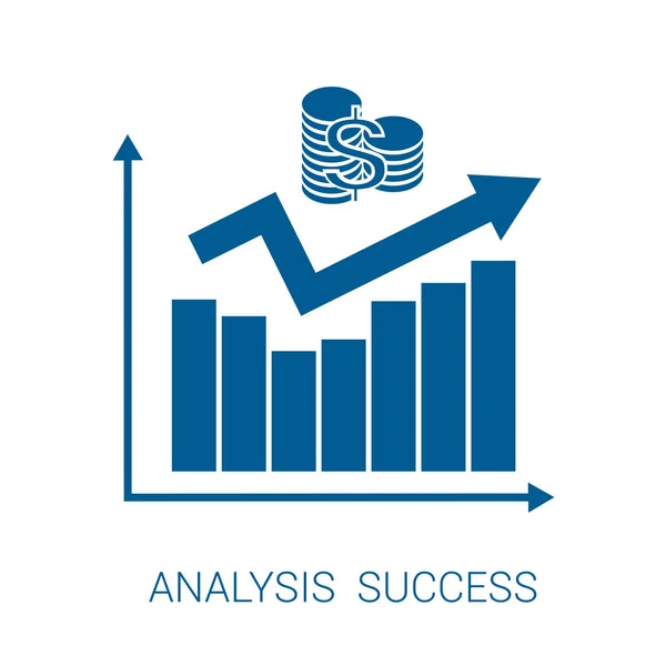 Icono gráfico análisis éxito azul — Archivo Imágenes Vectoriales