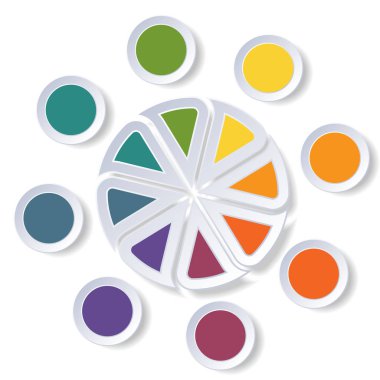 Şablon infographics pasta grafiği veya 8 pozisyon için alan grafiği.