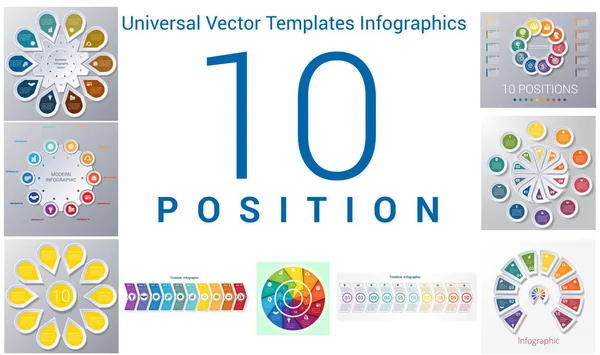 stock vector Universal templates set infographics 10 positions