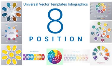 Evrensel şablonları infographics 8 pozisyonları ayarlamak.