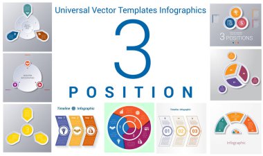 Evrensel şablonları infographics 3 pozisyonları ayarlamak.