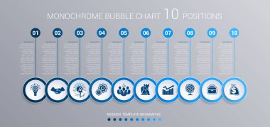 Tek renkli mavi balonlar için 10 adım Infographics grafik