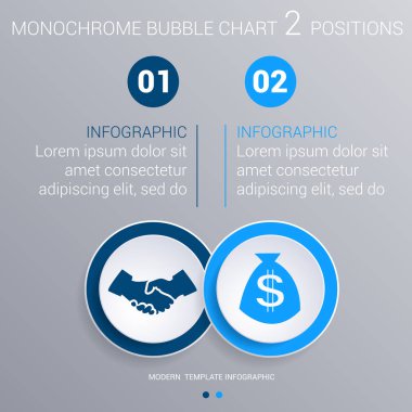Tek renkli mavi balonlar için 2 adım Infographics grafik