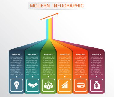  6 seçeneği için şablon Infographic vektör.