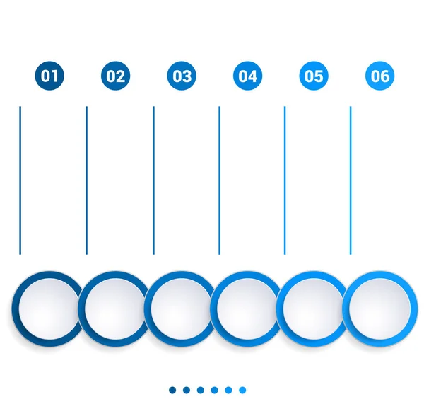 Monocromático azul bolhas gráfico 6 passos — Fotografia de Stock