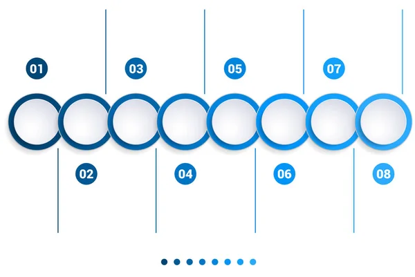 Monochrome Blue bubbles chart 8 steps — Stock Photo, Image