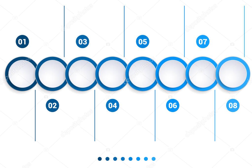 Monochrome Blue bubbles chart 8 steps