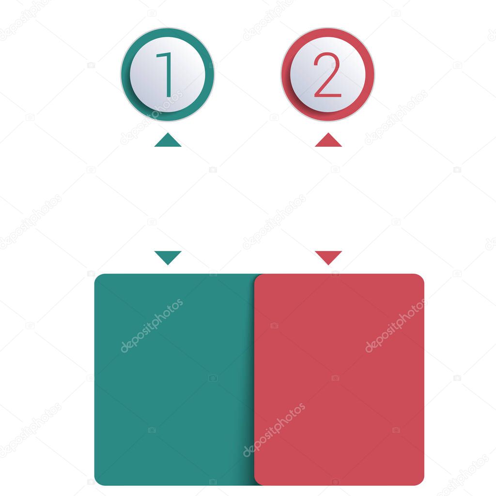 Colorful buttons numbered for 2 positions