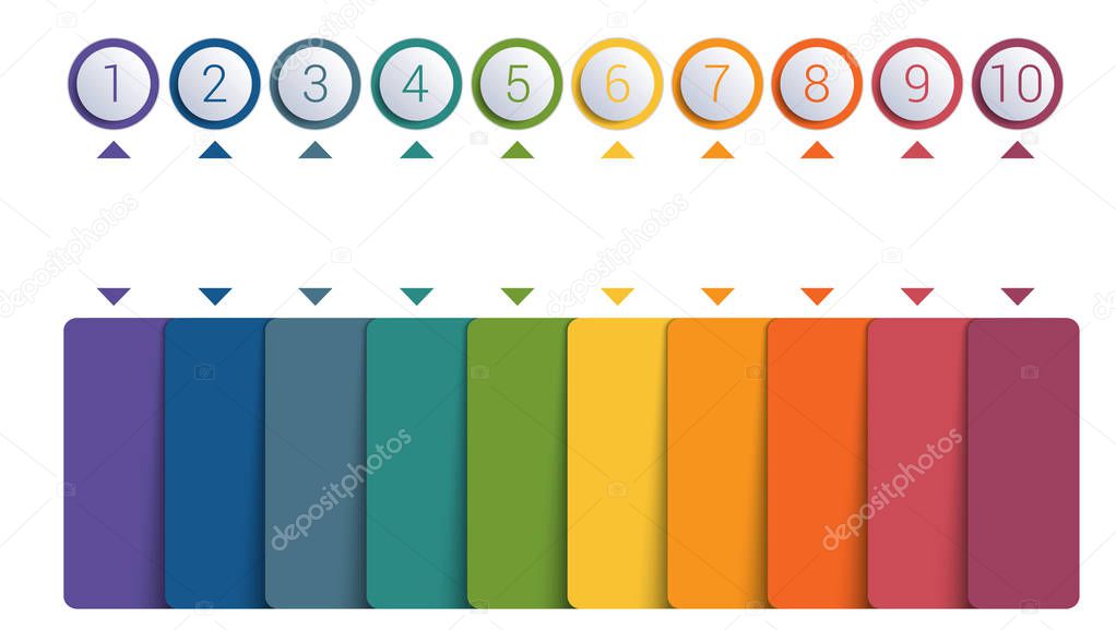 colorful buttons numbered for 10 positions 