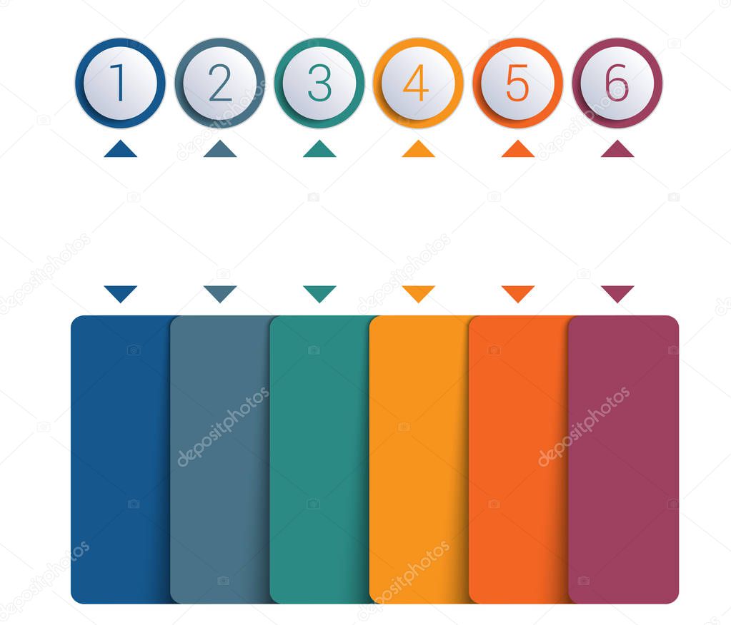 Colorful buttons numbered for 6 positions