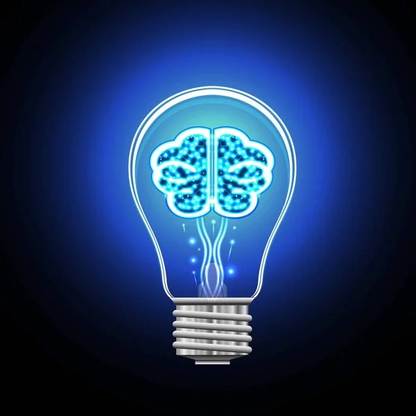Glödlampa, hjärnan, begreppet tänkande — Stock vektor