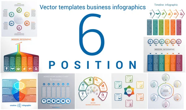 Шаблони бізнес-інфографіки 6 позицій — стоковий вектор