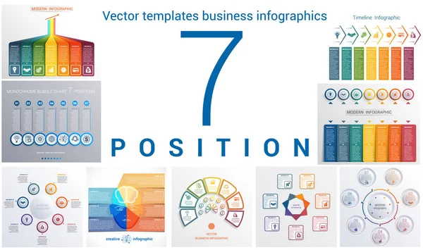 Шаблони бізнес-інфографіки 7 позицій — стоковий вектор