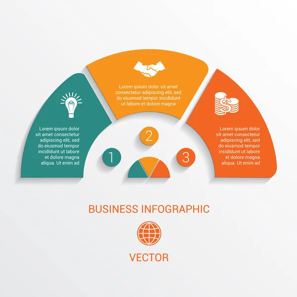 Vorlage Halbkreis-Infografik nummeriert für 3 Optionen — Stockvektor