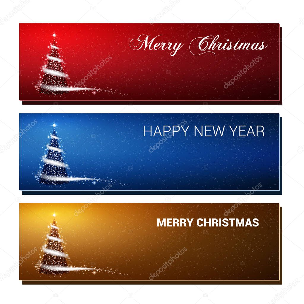Christmas colorful banners set vector illustrations