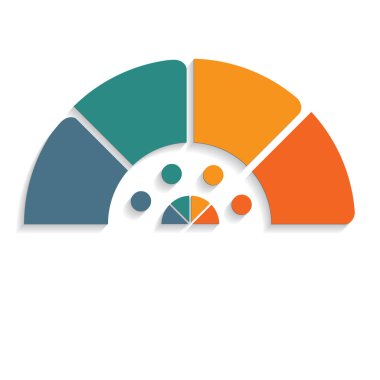 grafik yarım daire infographics 4 pozisyonlar için