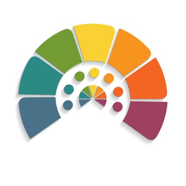 grafik yarım daire infographics yedi pozisyonlar için