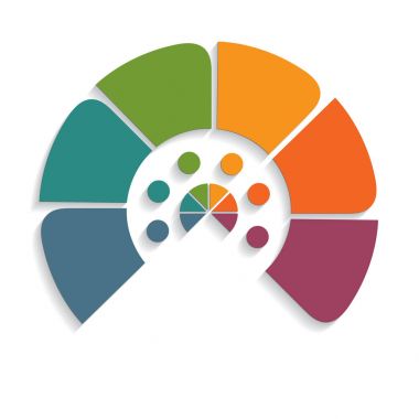 grafik yarım daire infographics altı pozisyonlar için