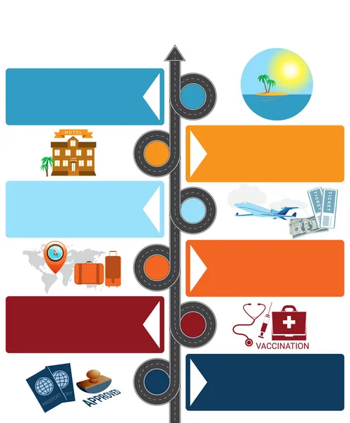 Cestovní ruch a cestování koncept infografika šablona 6 pozic. — Stock fotografie