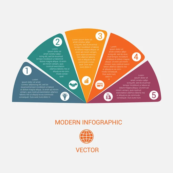 Business chart modern infographic vector template from color sem — Stock Vector