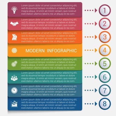 Modern infographics 8 seçenekleri afiş şeritler