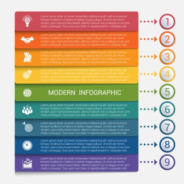 Modern infographics 9 seçenekleri afiş şeritler