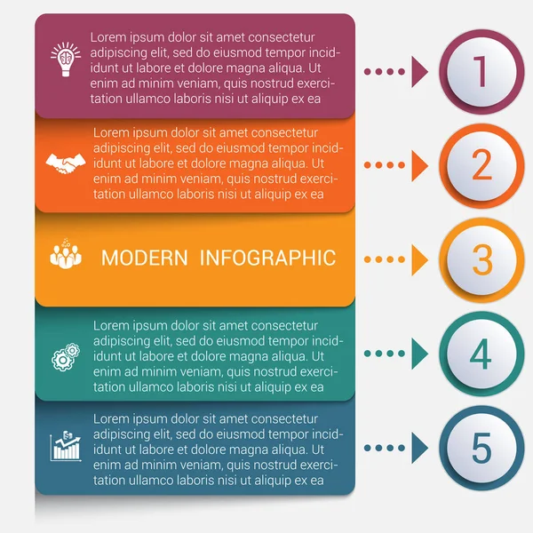 Moderne stroken infographics 5 opties banner — Stockvector