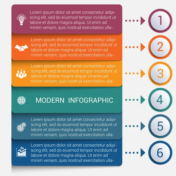 Modern strips infographics 6 options banner — Stock Vector