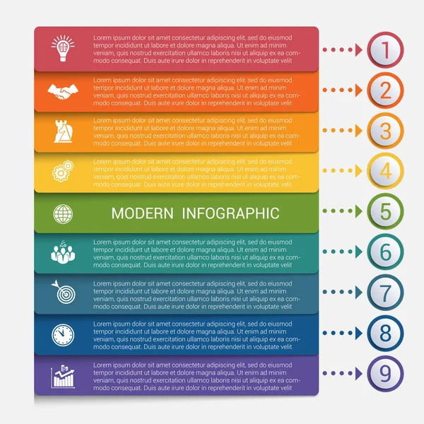 Modern infographics 9 seçenekleri afiş şeritler
