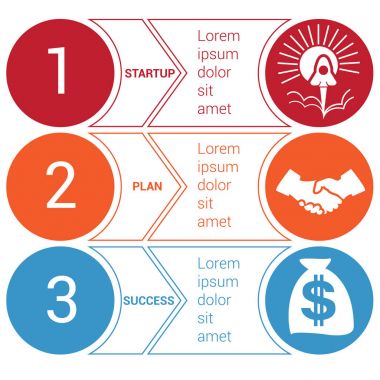 Başlangıç bussines en az Infographic okları 3 pozisyonlar daireler