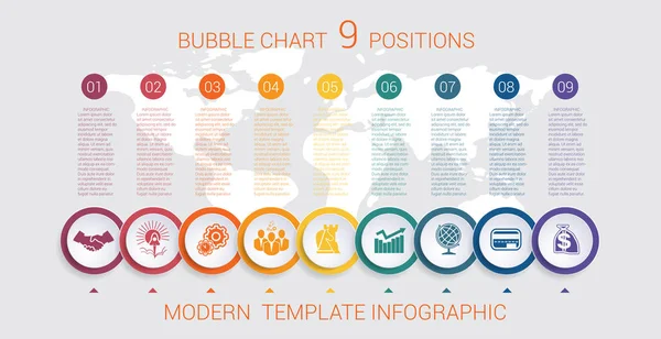 图表图表一步一步 9 职位七彩的泡泡 — 图库矢量图片